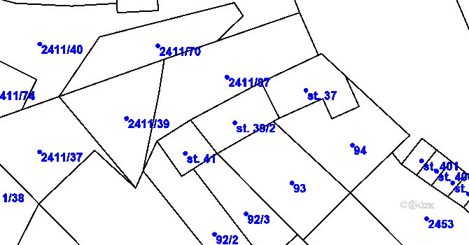 Parcela st. 39/2 v KÚ Jívová, Katastrální mapa
