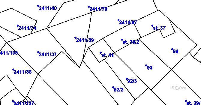 Parcela st. 41 v KÚ Jívová, Katastrální mapa