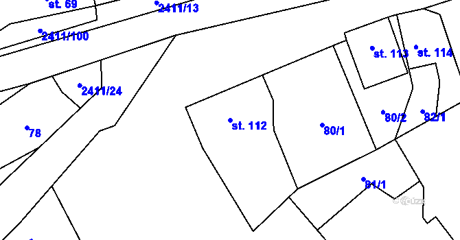 Parcela st. 112 v KÚ Jívová, Katastrální mapa
