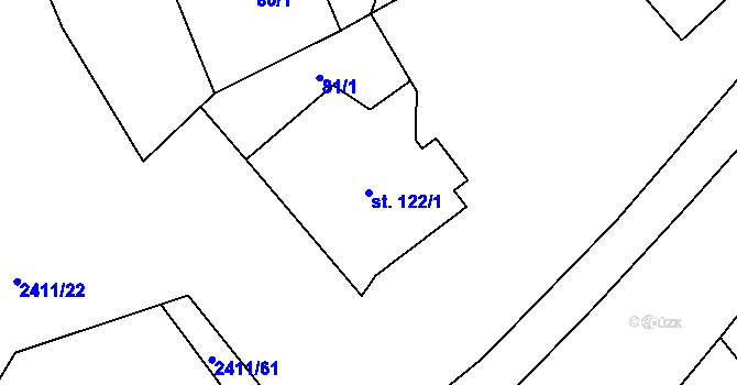 Parcela st. 122/1 v KÚ Jívová, Katastrální mapa
