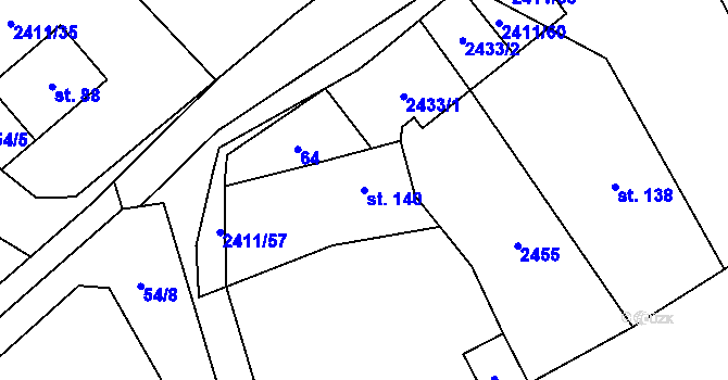 Parcela st. 140 v KÚ Jívová, Katastrální mapa