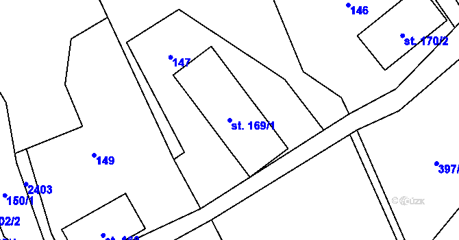 Parcela st. 169/1 v KÚ Jívová, Katastrální mapa