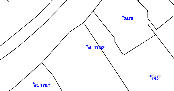 Parcela st. 171/2 v KÚ Jívová, Katastrální mapa