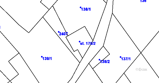Parcela st. 175/2 v KÚ Jívová, Katastrální mapa