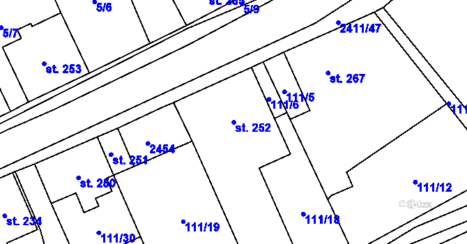 Parcela st. 252 v KÚ Jívová, Katastrální mapa
