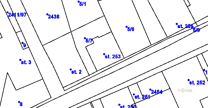 Parcela st. 253 v KÚ Jívová, Katastrální mapa