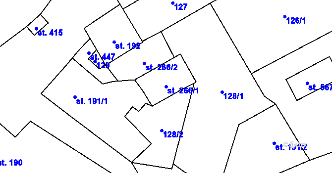 Parcela st. 266/1 v KÚ Jívová, Katastrální mapa