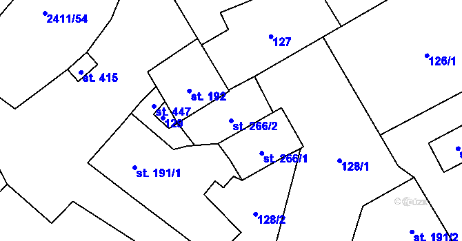 Parcela st. 266/2 v KÚ Jívová, Katastrální mapa
