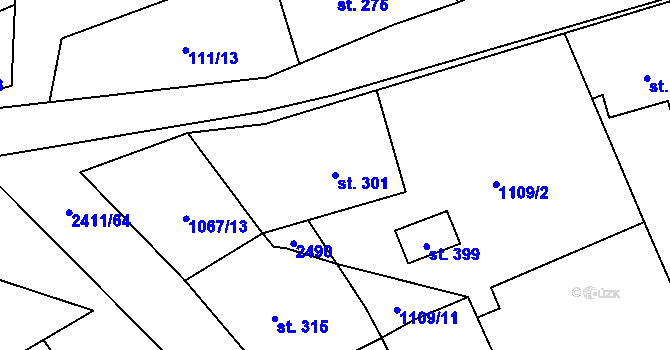 Parcela st. 301 v KÚ Jívová, Katastrální mapa