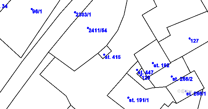 Parcela st. 415 v KÚ Jívová, Katastrální mapa
