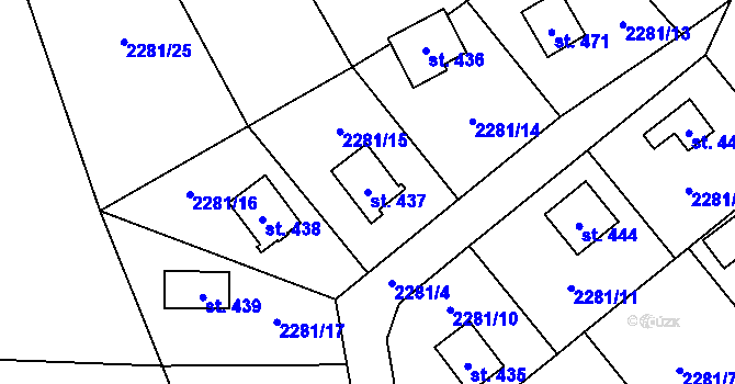 Parcela st. 437 v KÚ Jívová, Katastrální mapa