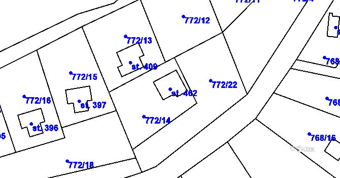 Parcela st. 462 v KÚ Jívová, Katastrální mapa