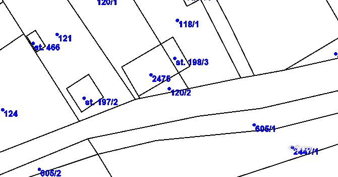 Parcela st. 120/2 v KÚ Jívová, Katastrální mapa