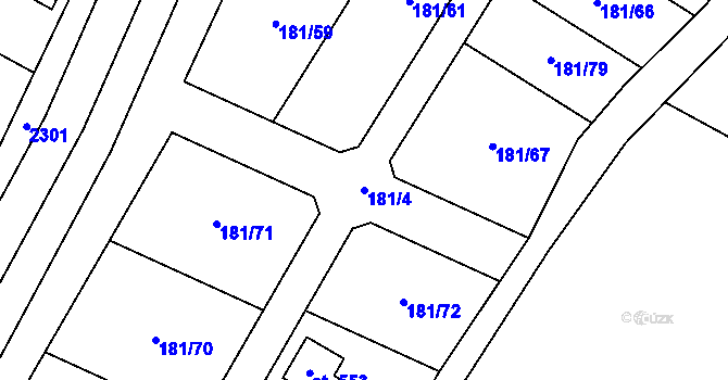 Parcela st. 181/4 v KÚ Jívová, Katastrální mapa