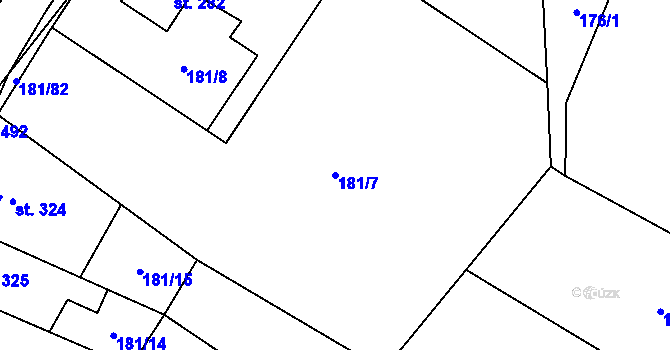 Parcela st. 181/7 v KÚ Jívová, Katastrální mapa