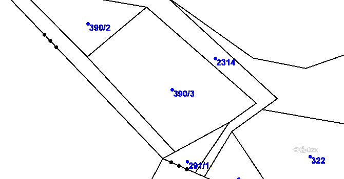 Parcela st. 390/3 v KÚ Jívová, Katastrální mapa