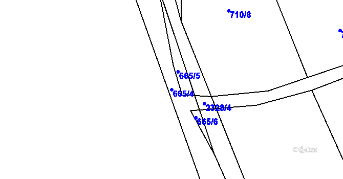 Parcela st. 665/4 v KÚ Jívová, Katastrální mapa
