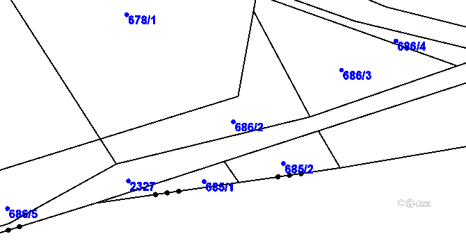 Parcela st. 686/2 v KÚ Jívová, Katastrální mapa