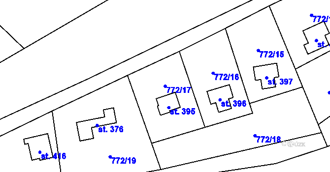 Parcela st. 772/17 v KÚ Jívová, Katastrální mapa