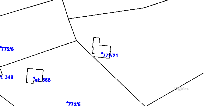 Parcela st. 772/21 v KÚ Jívová, Katastrální mapa