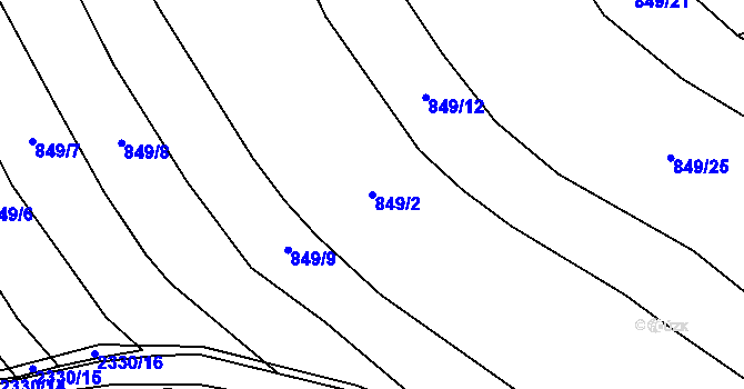 Parcela st. 849/2 v KÚ Jívová, Katastrální mapa