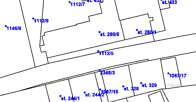 Parcela st. 1112/5 v KÚ Jívová, Katastrální mapa
