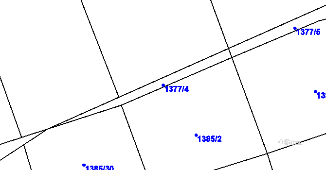 Parcela st. 1377/4 v KÚ Jívová, Katastrální mapa