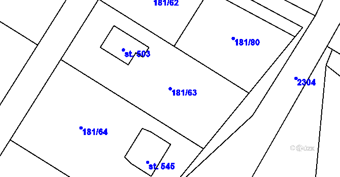 Parcela st. 181/63 v KÚ Jívová, Katastrální mapa