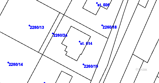Parcela st. 514 v KÚ Jívová, Katastrální mapa