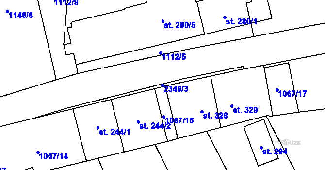 Parcela st. 2348/3 v KÚ Jívová, Katastrální mapa