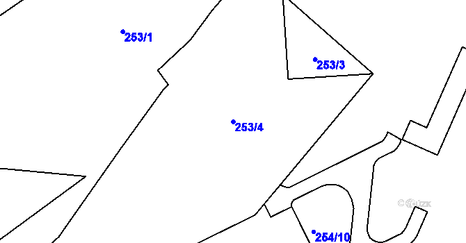 Parcela st. 253/4 v KÚ Jívová, Katastrální mapa