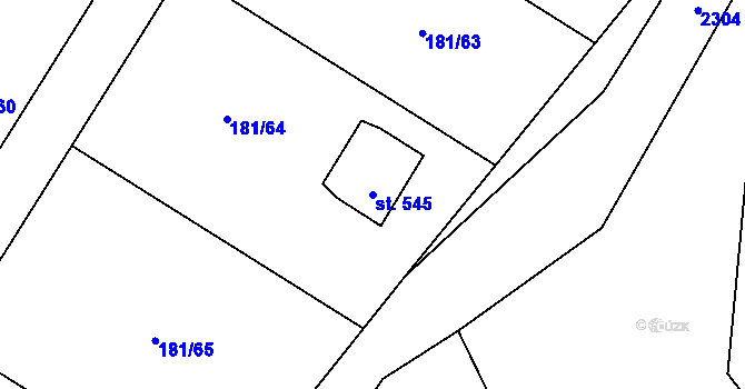 Parcela st. 545 v KÚ Jívová, Katastrální mapa