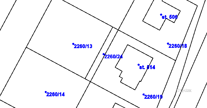 Parcela st. 2260/24 v KÚ Jívová, Katastrální mapa