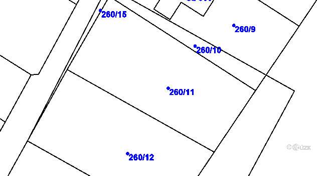 Parcela st. 260/11 v KÚ Jívová, Katastrální mapa
