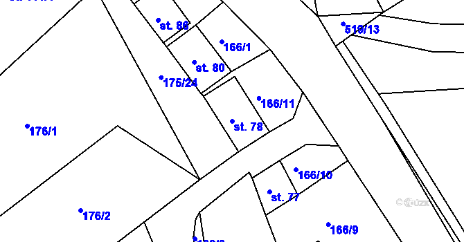 Parcela st. 78 v KÚ Jívoví, Katastrální mapa