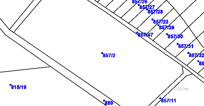 Parcela st. 857/2 v KÚ Jívoví, Katastrální mapa