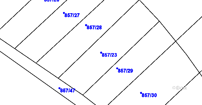 Parcela st. 857/23 v KÚ Jívoví, Katastrální mapa