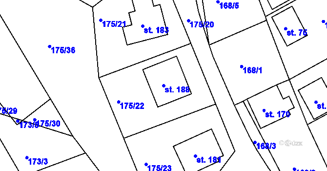 Parcela st. 188 v KÚ Jívoví, Katastrální mapa