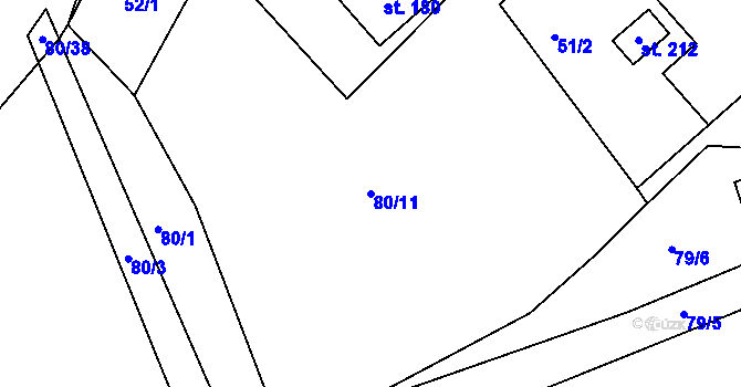 Parcela st. 80/11 v KÚ Jívoví, Katastrální mapa