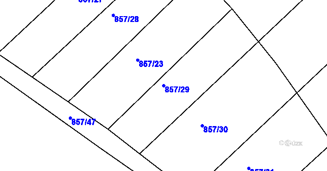 Parcela st. 857/29 v KÚ Jívoví, Katastrální mapa
