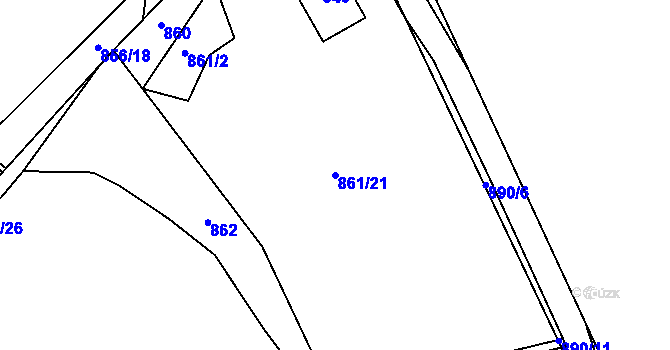 Parcela st. 861/21 v KÚ Jívoví, Katastrální mapa