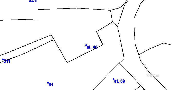 Parcela st. 40 v KÚ Jizbice u Nymburka, Katastrální mapa