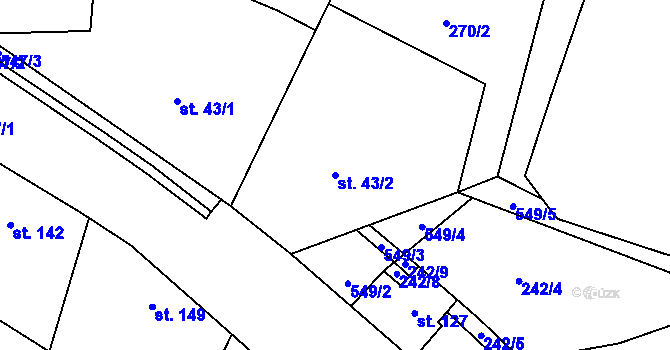 Parcela st. 43/2 v KÚ Jizbice u Nymburka, Katastrální mapa