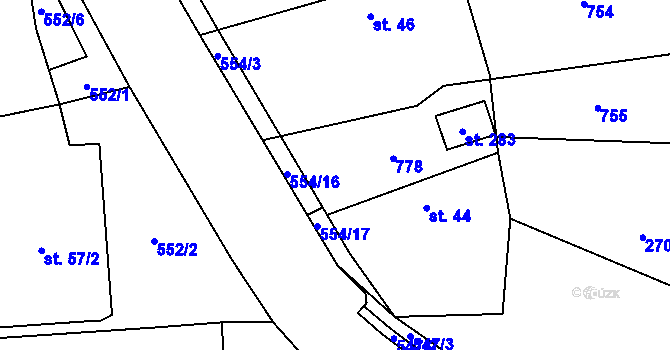 Parcela st. 45 v KÚ Jizbice u Nymburka, Katastrální mapa