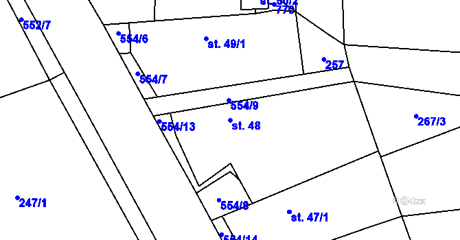 Parcela st. 48 v KÚ Jizbice u Nymburka, Katastrální mapa