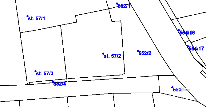 Parcela st. 57/2 v KÚ Jizbice u Nymburka, Katastrální mapa