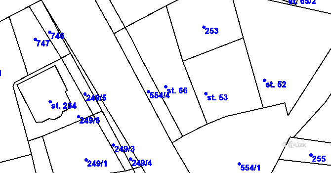 Parcela st. 66 v KÚ Jizbice u Nymburka, Katastrální mapa