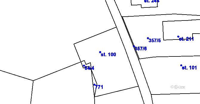 Parcela st. 100 v KÚ Jizbice u Nymburka, Katastrální mapa