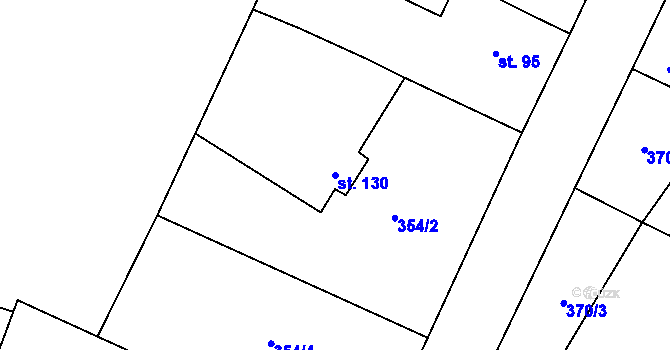 Parcela st. 130 v KÚ Jizbice u Nymburka, Katastrální mapa