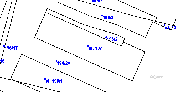Parcela st. 137 v KÚ Jizbice u Nymburka, Katastrální mapa
